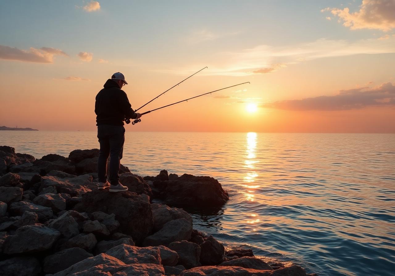 Angler at sunset